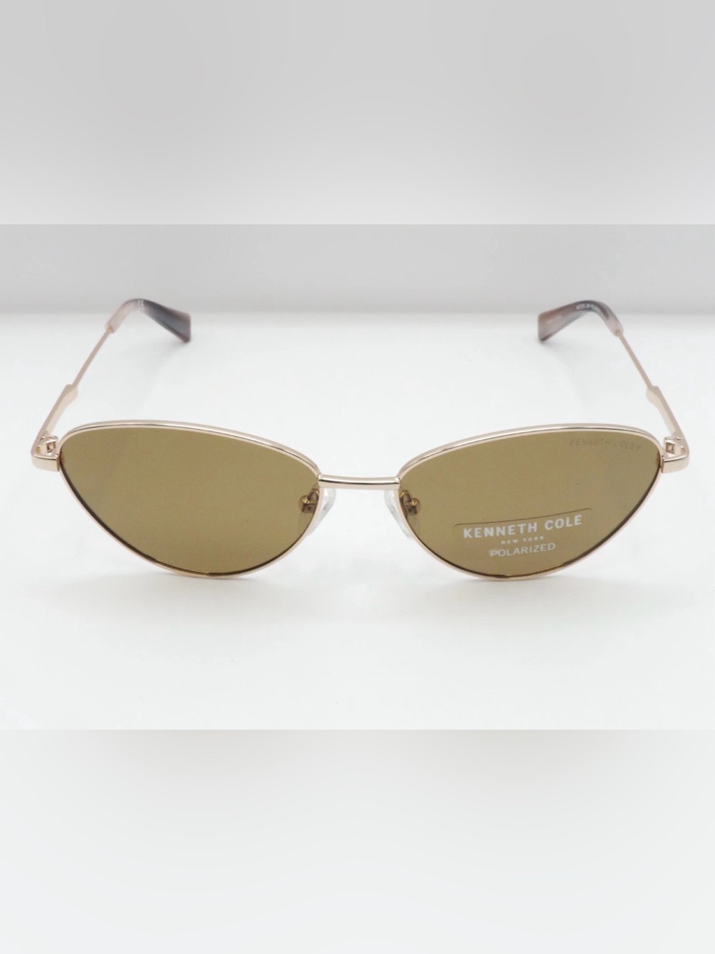 Kenneth Cole Women's Cat-Eye Polarized Sunglasses Gold Frames Tan Lens Brand New